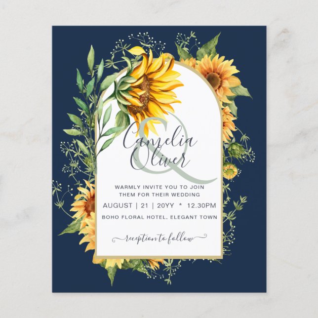 BUDGETEN - allt-i-1-Rustic Sunblommor Greenery Brö Flygblad (Framsidan)