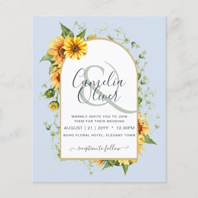 BUDGETEN - allt-i-1-Rustic Sunblommor Greenery Brö Flygblad (Framsidan)