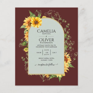 BUDGETEN - allt-i-1-Rustic Sunblommor Greenery Brö Flygblad