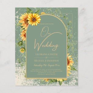 BUDGETEN - allt-i-1-Rustic Sunblommor Greenery Brö Flygblad