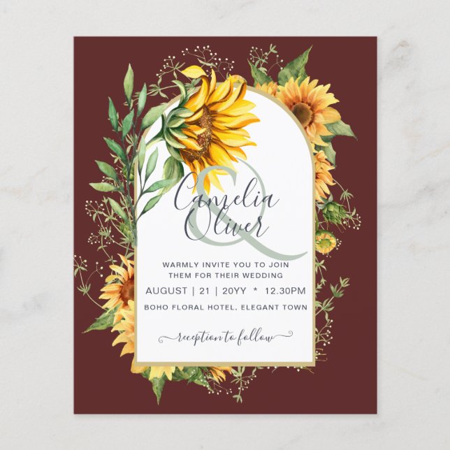 BUDGETEN - allt-i-1-Rustic Sunblommor Greenery Brö Flygblad (Framsidan)