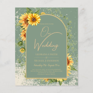 BUDGETEN - allt-i-1-Rustic Sunblommor Greenery Brö Flygblad
