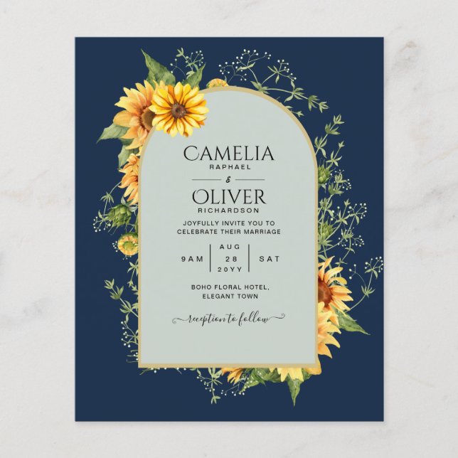 BUDGETEN - allt-i-1-Rustic Sunblommor Greenery Brö Flygblad (Framsidan)