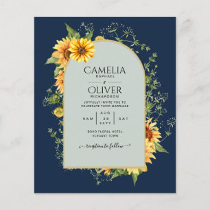BUDGETEN - allt-i-1-Rustic Sunblommor Greenery Brö Flygblad