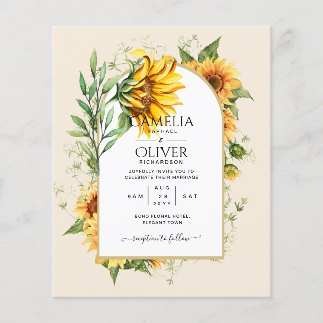 BUDGETEN - allt-i-1-Rustic Sunblommor Greenery Brö Flygblad (Framsidan)