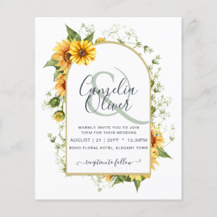 BUDGETEN - allt-i-1-Rustic Sunblommor Greenery Brö Flygblad