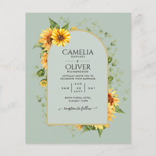 BUDGETEN - allt-i-1-Rustic Sunblommor Greenery Brö Flygblad