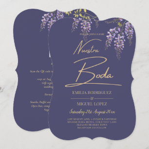 BUDGETEN Allt-i-1 Wisteria Dusty Lila Guld Bröllop Inbjudningar