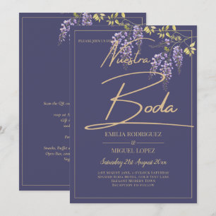 BUDGETEN Allt-i-1 Wisteria Dusty Lila Guld Bröllop Inbjudningar