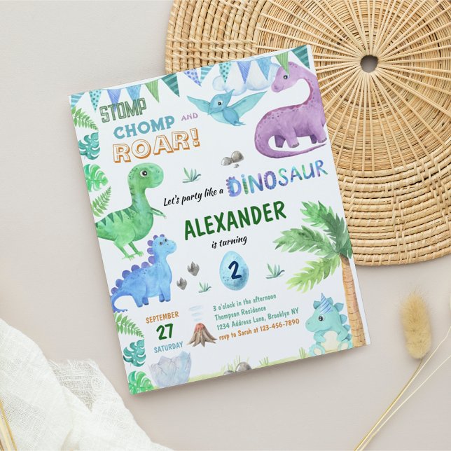 BUDGETEN Baby Dino Dinosaur Jungle Blue Birthday (Skapare uppladdad)
