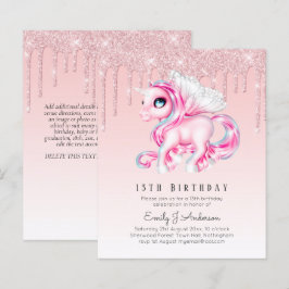 BUDGETEN Barns födelsedag Inbjudan Rosa Unicorn