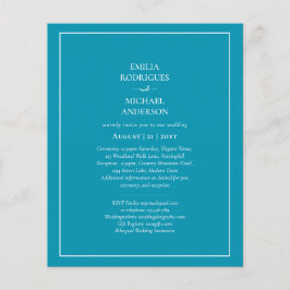 BUDGETEN Bilingual Bondi Blue Bröllop Boda Inbjuda Flygblad