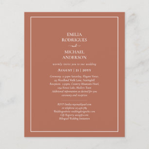 BUDGETEN Bilingual Bröllop Boda Terracotta Modern Flygblad
