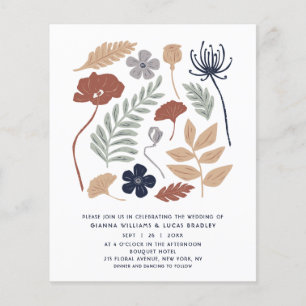 Budgeten - Blå rödved Flowers Modern Bröllop Flygblad