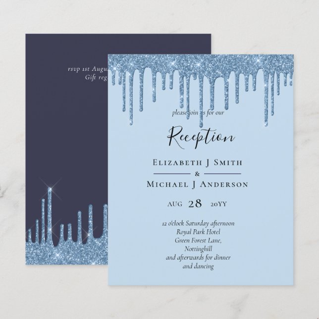 BUDGETEN Blått Glitter-bröllop (Fram/baksida)