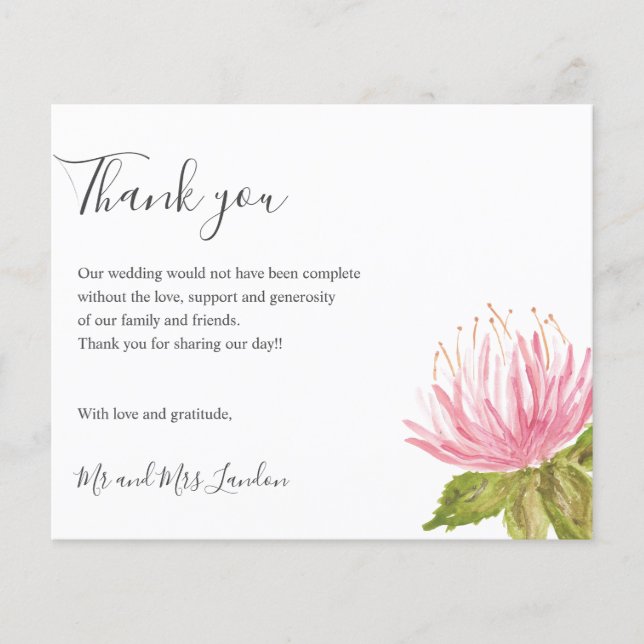 BUDGETEN-blomman Bröllop, Rosa grönt, tack (Framsida)