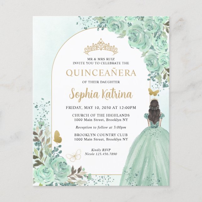 Budgeten Blommigt Grönt Guld Chic Princess Quincea (Framsida)