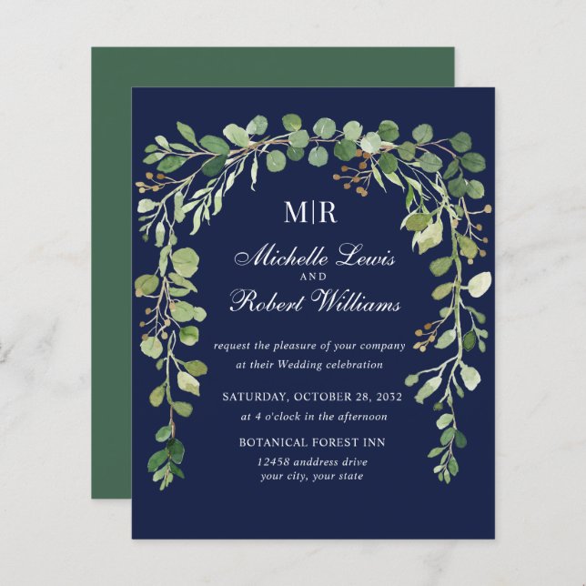 BUDGETEN Blue BLOMMIGT Arch Summer Vår bröllop (Fram/baksida)