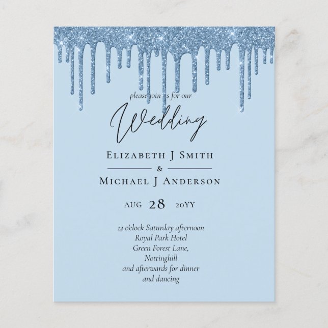 BUDGETEN Blue Glitter Bröllop (Framsida)