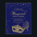 BUDGETEN Blue Guld Glitter Masquerad Sweet 16<br><div class="desc">Utformningsfunktionen mousserande masken guld glitter maskerad boll med guld konetti.</div>