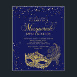 BUDGETEN Blue Guld Glitter Masquerad Sweet 16<br><div class="desc">Utformningsfunktionen mousserande masken guld glitter maskerad boll med guld konetti.</div>