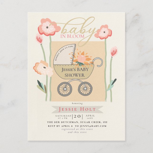 Budgeten Boho Baby Buggy Shower Vykort (Framsida)