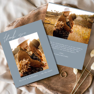 Budgeten Boho Dusty Blue Bröllop tackkort