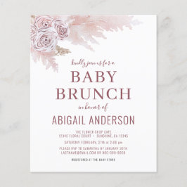 Budgeten Boho Pampas Grass Baby Brunch-inbjudan