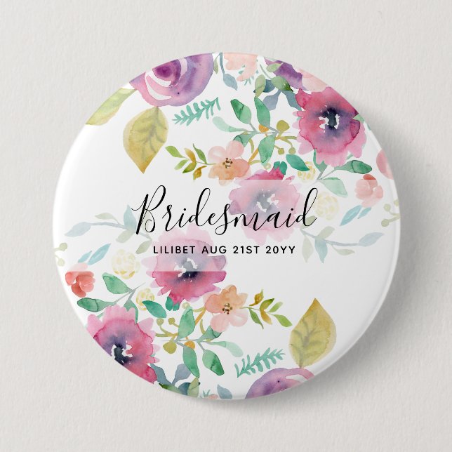 BUDGETEN Bridesmaid Brudens sida ger Rosa Blommigt Knapp (Framsida)