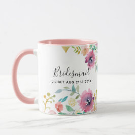 BUDGETEN Bridesmaid Brudens sida ger Rosa Blommigt Mugg