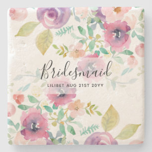 BUDGETEN Bridesmaid Brudens sida ger Rosa Blommigt Stenunderlägg