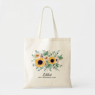 BUDGETEN Bridesmaid Brudens sida ger SUNFLOWERS Tygkasse