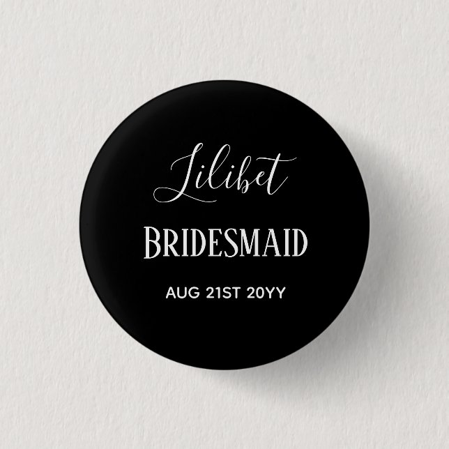 BUDGETEN Bridesmaid Brudens sida Gifts Black White Knapp (Framsida)