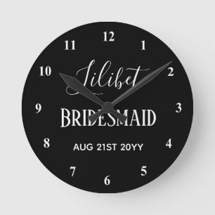 BUDGETEN Bridesmaid Brudens sida Gifts Black White Rund Klocka