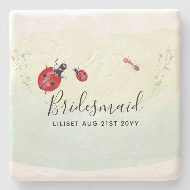 BUDGETEN Bridesmaid Brudens sida Gifts LADYBUGS Stenunderlägg (Framsidan)