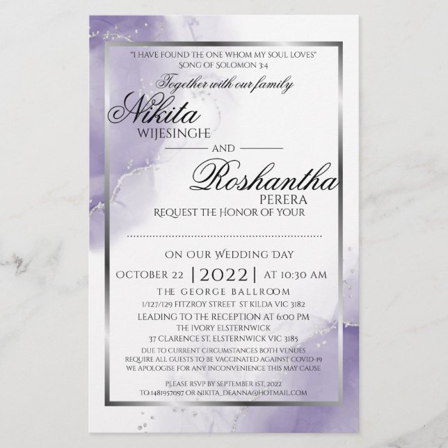 Budgeten Bröllop Ametyst Lila Anpassningsbar Nikit (Framsida)