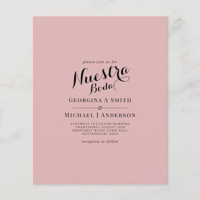 BUDGETEN Bröllop - Bilingual Boda Bröllop Flye Flygblad (Framsidan)