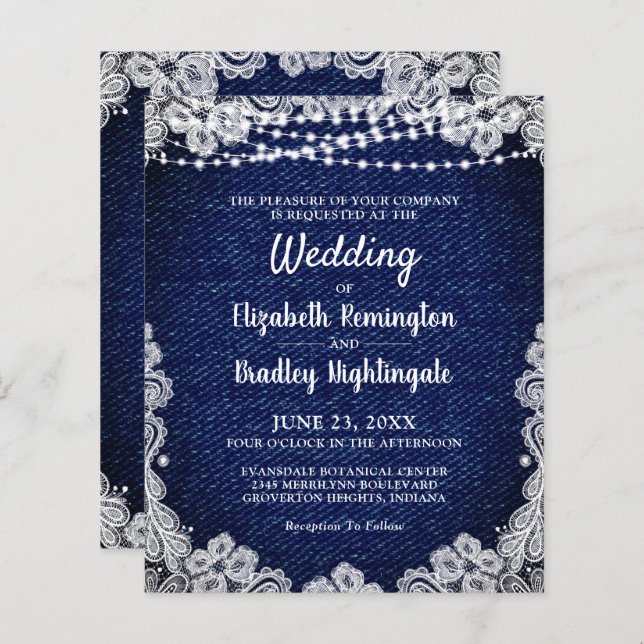 Budgeten Bröllop Denim Snöre String Ljus (Fram/baksida)