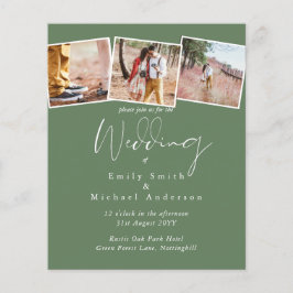 BUDGETEN Bröllop Färg Grönt Sage Olive Inbjudan