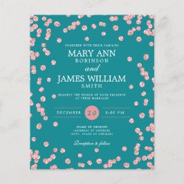 Budgeten Bröllop Ro Guld Glitter Teal Inbjudan i