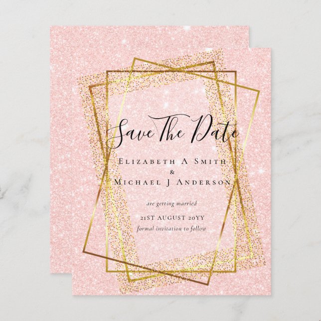 BUDGETEN BRÖLLOP SPARA DATA Guld Glitter (Fram/baksida)