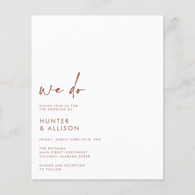 BUDGETEN Bröllopapper Flygblad (Framsidan)