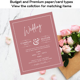 BUDGETEN-bröllopsinbjudan Dusty Ro Rosa Flygblad