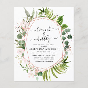 Budgeten Brunch & Bubly Möhippa Greenery Flygblad