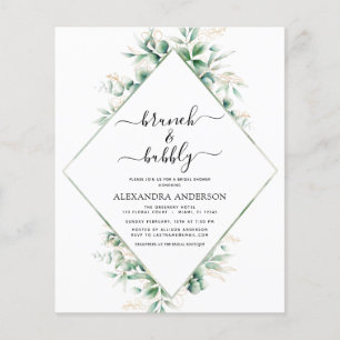Budgeten Brunch & Bubly Möhippa Greenery Flygblad