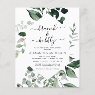 Budgeten Brunch & Bubly Möhippa Greenery Flygblad