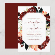 Budgeten Burgundy Navy Blue Blommigt Bröllop Elega