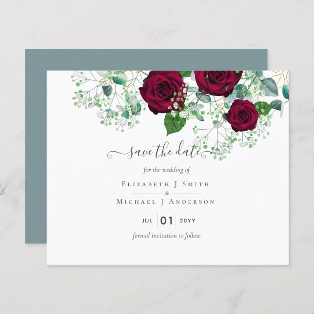 BUDGETEN Burgundy Ro Eucalyptus Bröllop (Fram/baksida)