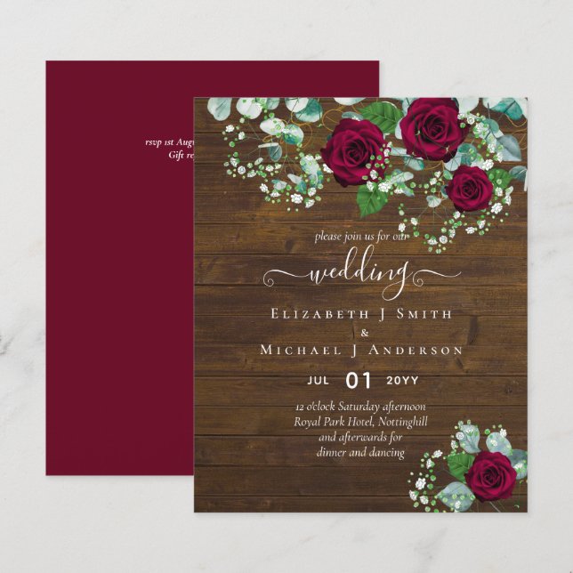 BUDGETEN Burgundy Ro Eucalyptus Bröllop (Fram/baksida)