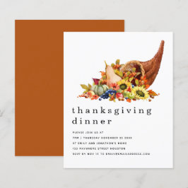 Budgeten Cornucopia Solros Thanksgiving Inbjudan